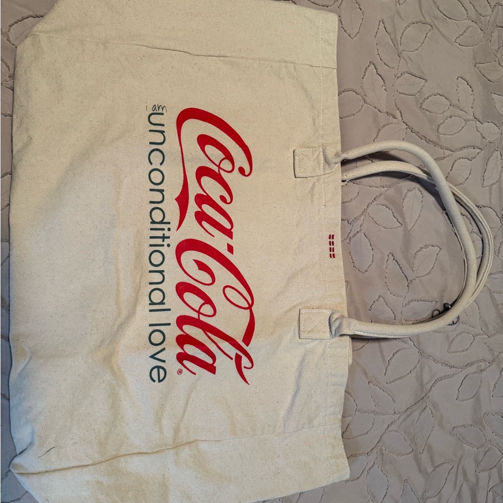 Vintage Coca Cola Cream Peace Love World Bag